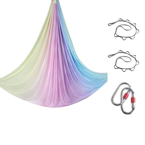 Yoga Hängematte Set Aerial,Aerial Yogatuch,Aerial Yoga Hammock Swing mit Verlängerungsgurten,Yoga Vertikaltuch, Trapez Schaukel, Schaukeltuch, Yogatuch Zum Aufhängen(5X2.8M)(Farbverlauf B) von Generisch