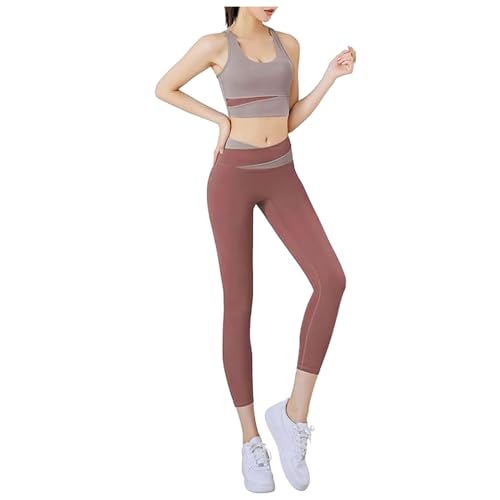 Yoga Outfit Set Damen, Sport Set Damen 2 Teiler Gym - Yoga Outfit Workout Zweiteiler Kleidung Scrunch Fitness 2-Teiliges Nahtloses Trainingsanzug Jogginganzug Freizeitanzug von Generisch