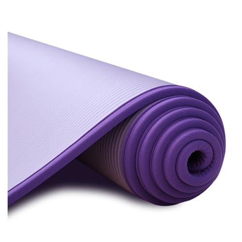 Yogamatte, 10 mm, extra dick, 183 x 61 cm, Fitnessmatte, geschmacksneutral, Pilates, Workout, Gymnastikmatten mit Bandage, Violett von Generisch