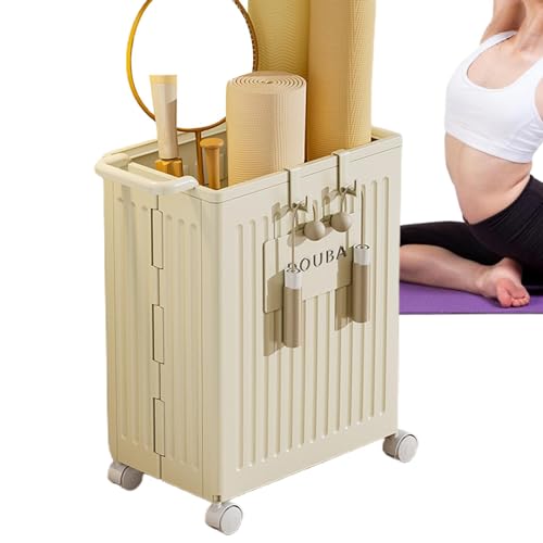 Yogamatten-Korb – Yogamatten-Aufbewahrung, faltbarer Yogamatten-Organizer mit Rollen, Yogamatten-Aufbewahrungskorb, Yogamattenhalter, Fitness-Organizer für Schaumstoffrolle, faltbarer von Generisch