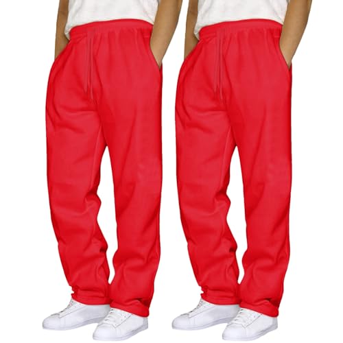 angebote des tages heute blitzangebote, 2PC Jogginghose Herren Baumwolle Fleece Sweathose Lange Sport Hose Winter Warme Jogger Trainingshose Relaxing Hose Elastische Taille Sweathose Activewear Männer von Generisch