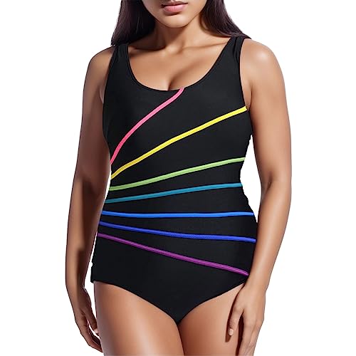 badeanzug damen große größe, sport badeanzug damen, Badeanzug Damen Große Größe Bauchweg Sport Push Up Bademode Monokini High Waist Sexy Badekleid Monokinis Badeanzugkleid Rückenfrei Badeanzügo von Generisch