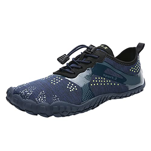 barfußschuhe Damen,Damen Herren Unisex Traillaufschuhe Unisex Barfußschuhe Weich Leicht Badeschuhe Wanderschuhe Sohle & Breiter Zehenbox Mit rutschfest,Dunkelblau,43 von Generisch