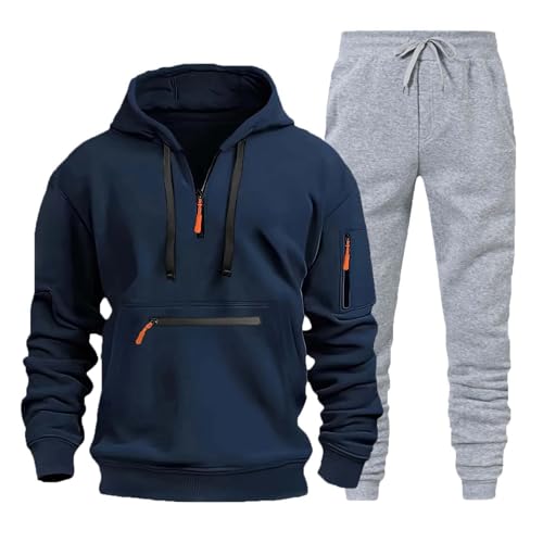 blitzangebote des Tages, Trainingsanzug Herren Anzug Jogginganzug - Y2k Outfit Streetwear Langarm Oversized 2-Teilig Gym Jogginghose Sweat Suit Set Hoodie Hose Premium Loose-Fit von Generisch