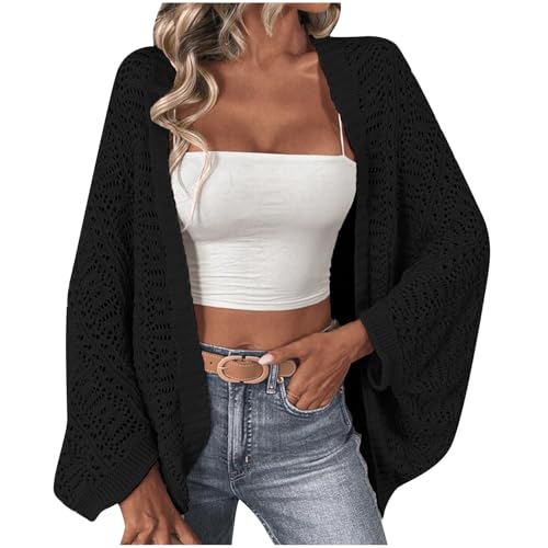 cardigan damen, Cardigan Damen Sommer Strickjacke - Häkelpulli Feinstrickjacke Grobstrick Herbstmantel Winter Casual Strickmantel Bolero Open Front V Ausschnitt Knit Bolerojacke Festlich Solid Kurzjac von Generisch