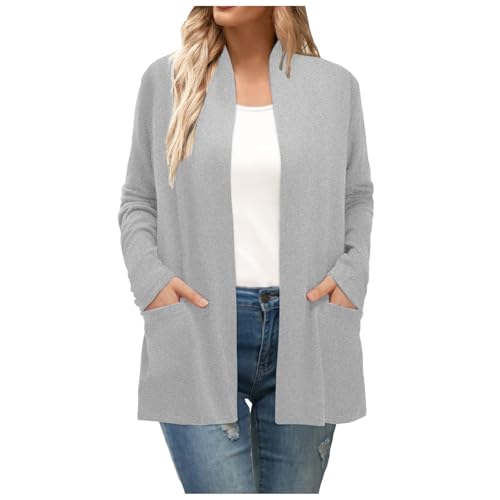 cardigan damen lang, Strickjacke Damen Leichte Cardigan - Strickweste Mit Knöpfen Damenstrickjacke Grobstrick Strickpullover Sommer Langarmshirt Winter Kuscheljacke V-Ausschnitt Kurzer Elegant Langarm von Generisch