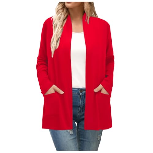 cardigan damen sommer, Strickjacke Damen Lang Cardigan - Grobstrickjacke Mit Knöpfen Strickblazer Elegant Damenstrickjacke Casual Strickcardigan Grobstrick V-Ausschnitt Kurzer Langarm Leichter Strickp von Generisch