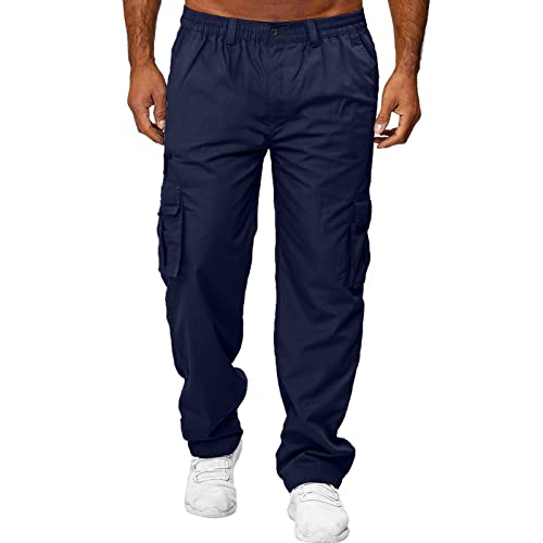 cargo hosen herren, Hose Männer Mit Taschen Cargo Hosen - Sporthose Trainingshose Lang Wanderhose Herrenhosen Sweatpants Sommerhose Freizeithose Baggy Arbeitshosen Manner Leichte Bequeme Gummizug Frei von Generisch