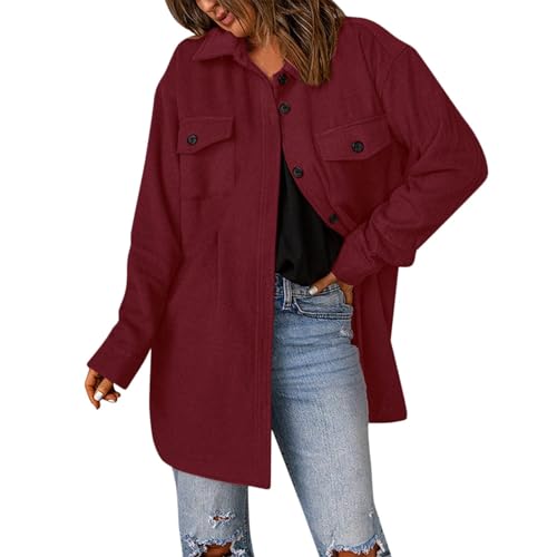 cord hemd damen, Cordjacke Damen Tasche Cord Jacke - Shirtjacke Knöpfen Flanellhemd Oversize Blusenjacke Streetwear Übergangsmantel Freizeit Winterjacke Winter Langarm Button Down Oversized Cordhemd M von Generisch