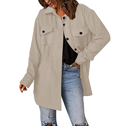 cord hemd damen, Hemdjacke Damen Tasche Cordjacke - Langarmshirt Oversize Cord Jacke Knopfleiste Cordhemd Winter Übergangsjacke Freizeit Flanellhemd Hemd Blusen Bf Jacken Overshirt Hemdbluse Casual La von Generisch