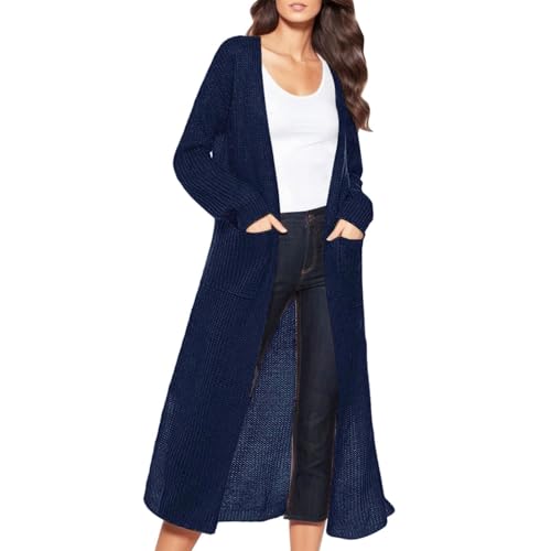 dicke strickjacke damen, Strickjacke Damen Lang Cardigan - Strickmantel Elegant Strickcardigan Casual Strickweste Sommer Feinstrickjacke Grobstrick Kuscheljacke Langarm Elastisch Leicht Solid Gestrick von Generisch