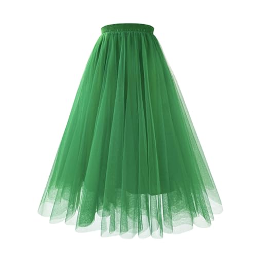 frosch kostüm damen, Unterrock Damen 50er Karneval Kostüm Tutu Rock - Tüllrock Lang Tütü Petticoat Minirock Elastic Bund Prinzessin Tüll Elegant Elastisch Hohe Taille Stufendecke Mesh Ballett Hochzeit von Generisch