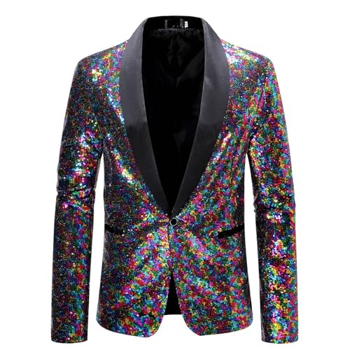 glitzer jacke herren, Glitzer Jacke Herren Pailletten - Blazer Hochzeit Festival Outfit Weihnachten Herrenanzug Shining Freizeit Anzugjacken Herrenjacke Performance-Kostüm Für Und Party Formelle Kleid von Generisch