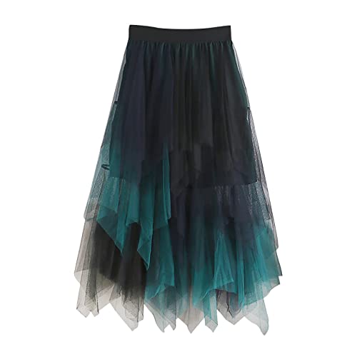 grüner tüllrock Damen, Tüllrock Damen Ballett Retro Unterrock - Tütü Petticoat Minirock Tanzkleid Tutu Tüll Kleid Rock Reifrock Elegant Lang Ballettrock Herz Röcke Freizeitrock Hohe Taille Maxirock von Generisch