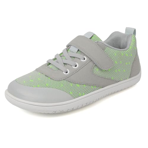 hallenschuhe kinder, Barfußschuhe Kinder Breite Minimalistische mit Klettverschluss Junge Mädchen Laufschuhe für Fitness Traillauf Freizeit Atmungsaktiv Leicht rutschfest Sneaker Komfortable Unisex,25 von Generisch