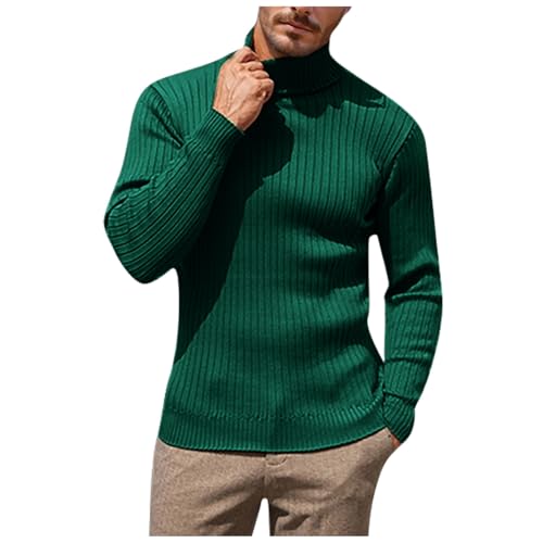 herren pullover ohne kapuze, Pullover Herren Rollkragenpullover Pulli - Arbeitspullover Outdoor Strick Norweger Sweater Langarm Strickpullover Mit Rundhals Waffel Sweatshirt Freizeit Slim Fit Feinstri von Generisch