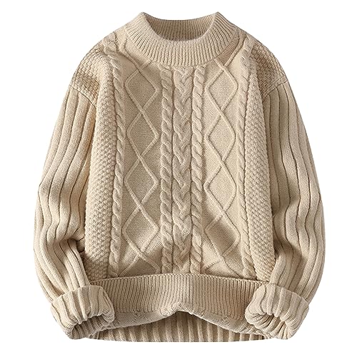 herren pullover ohne kapuze, Strickpullover Herren Merino Sweater - Rollkragenpullover Herbst Winter Arbeitspullover Casual Fleecepullover Warm Sweatshirt Fleece Pullover Grobstrick Mit Zopfstrick Run von Generisch