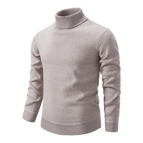 herren pullover ohne kapuze, Sweater Herren Rollkragenpullover Strickpullover - Fleecepullover Oversize Fleece Arbeitspullover Strick Aesthetic Winterpullover Grobstrick Cardigan Lässig Schalkragen La von Generisch