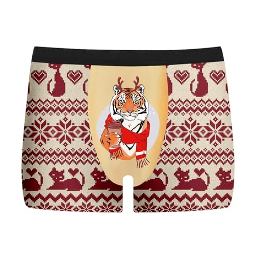 herren shorts unterwäsche, Weihnachts Boxershorts Herren Lustige Baumwolle Unterhose Weihnachten - Personalisiert Weihnachtsunterhose Christmas Motiv Weihnachtsmann Kostüm Winter Weinachten Mode Unter von Generisch