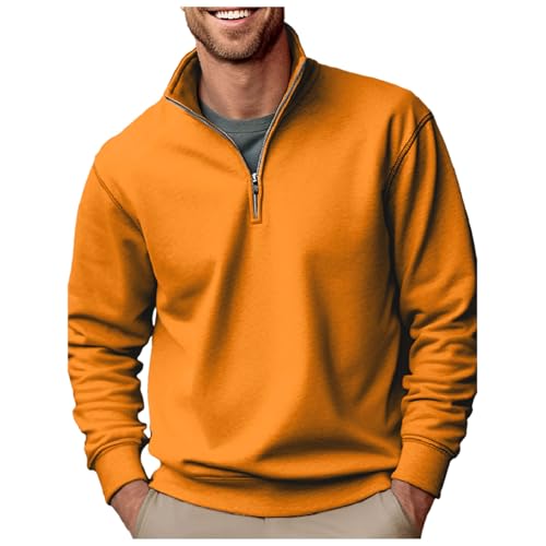 herren sweatshirt, Herren Rollkragenpullover Zip Pullover Winter Arbeitspullover - Strickpullover Winterpullover Turtleneck Sweater Pulli Warm Langarmshirt Herren Sweatshirt Mit Langen Ärmeln Und Vier von Generisch