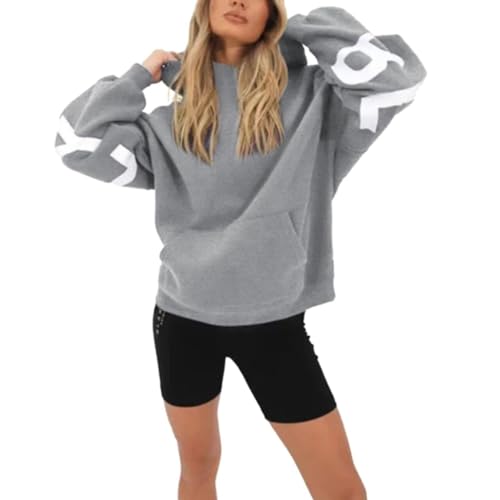 hoody damen oversize, Kapuzenpullover Damen Winter Hoodie - Streetwear Pullover Teenager Blakely Oberteil Cute Sweatshirts Oversize Backprint Aufdruck Casual Sweatshirt Mit Kapuze Langarm Hoodies Vint von Generisch