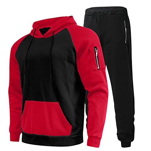 jogginganzug herren, Jogginganzug Herren Oversized Trainingsanzug - 2-Teilig Baumwolle Pullover Mit Kapuze, Baggy Jogginghose Stussy Jogginganzug Y2K Sportanzug Kapuzenpullover Set Hoodie Tracksuit Se von Generisch