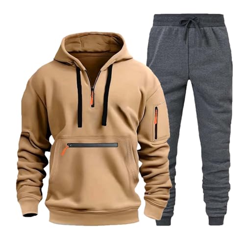 jogginganzug herren, Trainingsanzug Herren Sportbekleidung Tracksuit - Freizeitanzug Gym Trainingsjacke Streetwear Hausanzug Mit Taschen Kapuzenpullover Langarm Hoodie Oversized Pullover Y2k Und Baggy von Generisch