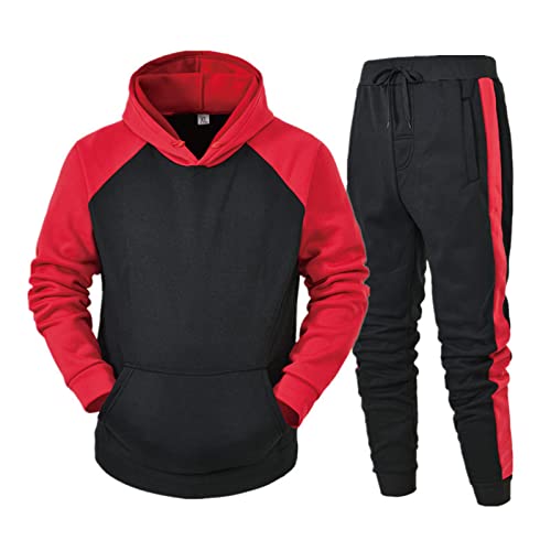 jogginganzug herren baumwolle, Sportanzug Herren Hausanzug Jogginganzug - Outfit Streetwear Jogginghose Y2k Set Anzug Mit Taschen 2-Teilig Oversized Pullover Hoodie Und Baggy Baumwolle Kapuzenpullover von Generisch