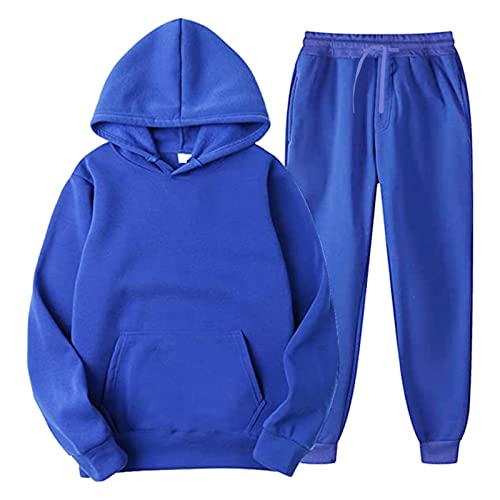 jogginganzug herren baumwolle, Trainingsanzug Herren Kapuzenpullover Jogginganzug - Fitness 2-Teilig Set Hausanzug Baumwolle Trainingsjacke Sport Langarm Pullover Y2k Stussy Hoodie Und Baggy Joggingho von Generisch