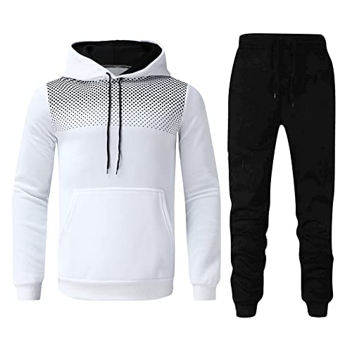 jogginganzug herren set, Jogginganzug Herren Hoodie Sport Anzug - Baumwolle Set Outfit Fitness Y2k Langarm Trainingsjacke Einfarbig Mit Kapuze Taschen Hausanzug 2-Teilig Kapuzenjacke Jogginghose Sport von Generisch