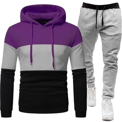 jogginganzug herren set, Trainingsanzug Herren Jogginghose Jogginganzug - Jogger Streatwear Trainingsjacke Sport Sportbekleidung 2-Teilig Pullover Langarm Kapuzenpullover Hoodie Und Baggy Baumwolle Sp von Generisch