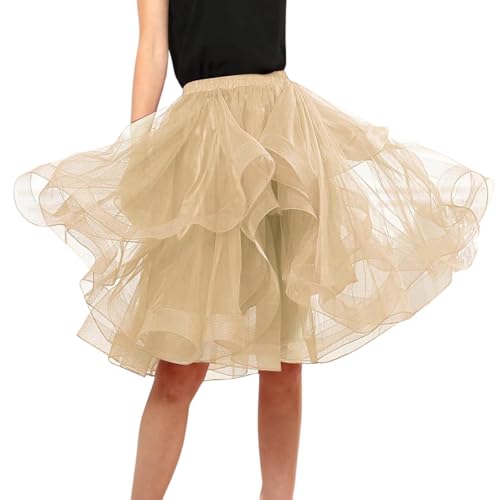 karneval kostüm damen, Tutu Rock Damen 50er Fasching Petticoat - Kurz Hohe Taille Puffy Tütü Minirock Ballett Tulle Unterrock Mit Rot Herz From Retro Rockabilly Adult Teen Tanzkleid Party Halloween Fa von Generisch