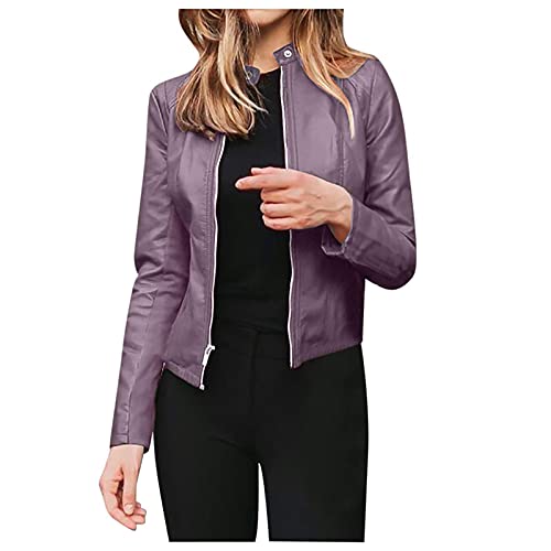 lederjacke damen braun, Kunstlederjacke Damen Leder Lederjacke - Damenjacke Winter Ledermantel Frühling Schwarze Kunstleder Übergangsjacke Farbvarianten Jacke Bikerjacke Echtlederjacke Wildleder Biker von Generisch