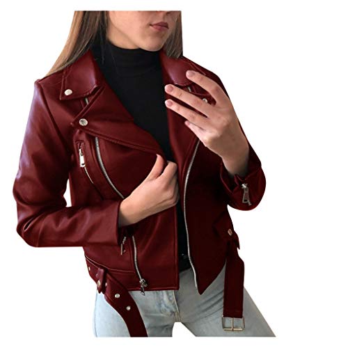 lederjacke damen schwarz, Lederjacke Damen Kunstleder Kunstlederjacke - Damenjacke Motorrad Leder Ledermantel Warm Wintermantel Frauen Jacke Schwarz Lang Braun Bomberjacke Oversize Bikerjacke Bomber L von Generisch