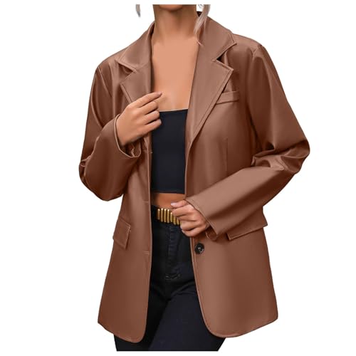 lederjacke damen winter, Lederjacke Damen Fruehling Jacke - Ledermantel Motorrad Bomberjacke Schwarze Lederimitat Übergangsjacke Warm Winterjacke Kunstleder Schlank Reißverschluss Stehkragen Kurz Mant von Generisch