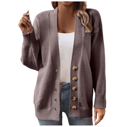 longstrickjacke damen, Cardigan Damen Lang Strickjacke - Herbstmantel Frauen Winterpullover Grobstrick Feinstrickjacke Dünner Strickblazer Sommer Strickmantel Leichte Mit Taschen Und Knöpfen Long Eleg von Generisch