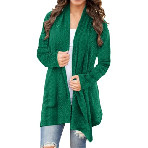 longstrickjacke damen, Cardigan Damen Leichte Strickjacke - Bolerojacke Winter Grobstrickjacke Casual Kuscheljacke Dünner Strickcardigan Sommer Pullover Lang Mit Taschen Und Knöpfen Long Elegant V-Aus von Generisch