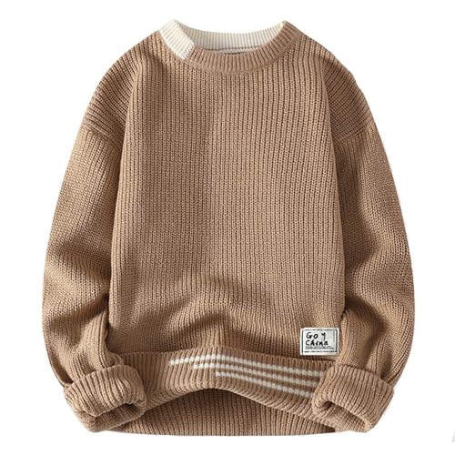 norweger pullover herren, Pullover Herren Winter Warm Sweater - Strickpulli Herbst Norweger Fleecepullover Aesthetic Langarm Rollkragenpullover Mit Rundhalsausschnitt Strickpullover Feinstrick Winterp von Generisch