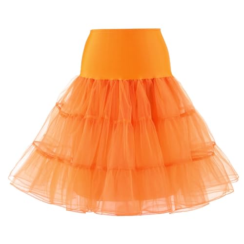 orangenes tütü, Petticoat Damen 80er Kurz Tutu Rock - Tüllrock Tütü 50er Rockabilly Unterrock Ballett Crinoline Minirock Reifrock Kleid Tüll Underskirt In Viele Farbe von Generisch