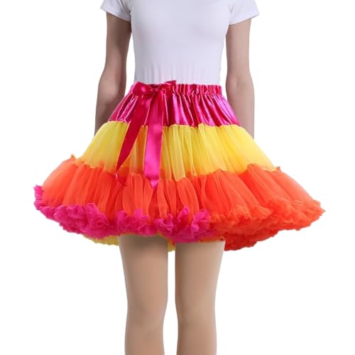 oranger tüllrock damen, Tüllrock Damen Kurz 80er Petticoat - Röcke Für Petticoats Unterrock Rockabilly Tutu Tüll Tanzkleid Tütü Rock Schick Minirock Ballett Party Festival Rave Outfit Abend Erwachsene von Generisch