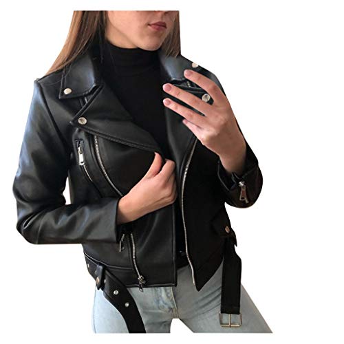 outlet angebote, Lederjacke Damen Kunstleder Kunstlederjacke - Damenjacke Leder Mantel Einfarbige Jacke Frauen Wintermantel Reißverschluss Bomberjacke Farbvarianten Bikerjacke Übergangsjacke Echtleder von Generisch