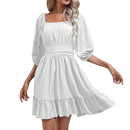 piratenkostüm damen kleid, Damen Kleid Sommerkleider Freizeitkleid Minikleid Piratenkostüm Piratenkleid Langarm Puffärmeln Chiffon Tunika Rüschenkleid Swing Kleid Lässige Casual Strandkleid Partykleid von Generisch