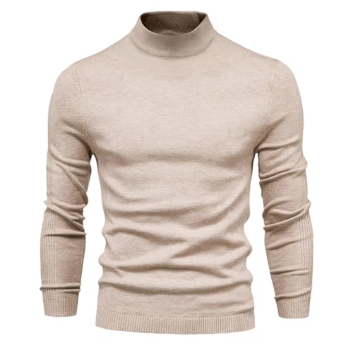 pullover herren ohne kapuze, Pulli Herren Merino Sweater - Winterpullover Casual Ohne Kapuze Arbeitspullover Strick Langarmshirt Warm Pullover Rundhals Gestreifter Kontrast Feinstrick Männer Basic Str von Generisch