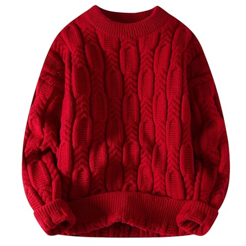 pullover herren ohne kapuze, Pullover Herren Norweger Sweater - Strickpullover Strick Fleecepullover Langarm Sweatshirt Fleece Outdoor Winterpullover Stehkragen Knopf Winter Half Rollkragen Warmer Mit von Generisch