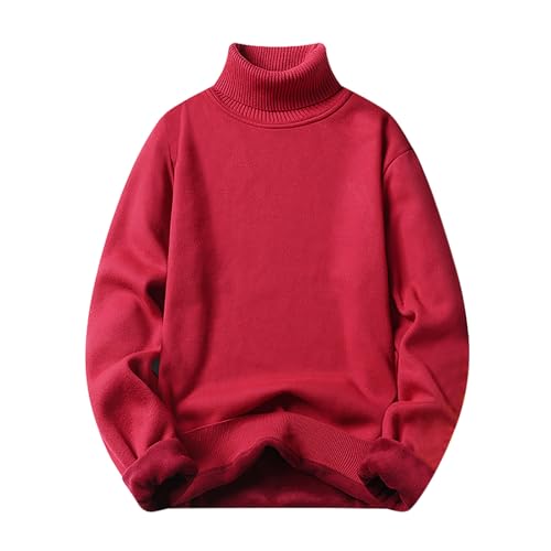 pullover herren winter, Pulli Herren Ohne Kapuze Pullover - Rollkragenpullover Norweger Sweater Merino Strickpulli Fleece Elegant Langarmshirt Basic Damen Oversized Strickpullover Rundhals Unisex Einf von Generisch