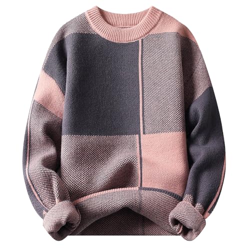 pullover herren winter, Strickpullover Herren Herbst Winter Pullover - Pulli Strick Rollkragenpullover Merino Langarmshirt Ohne Kapuze Fleecepullover Streetwear Winterpullover Rundhals Gestreifter Kon von Generisch