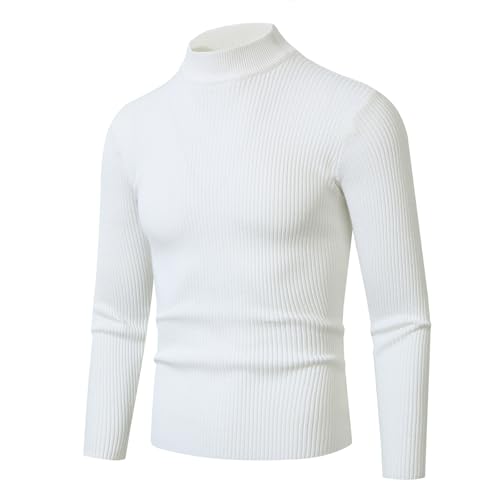 pullover & strickjacken für herren, Pulli Herren Rollkragenpullover Strickpullover - Sweatshirts Merino Warm Elegant Strickpulli Ohne Kapuze Winterpullover Pullover Rundhals Gestreifter Kontrast Feins von Generisch