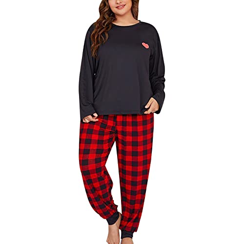 pyjama set damen, Nachtwäsche Damen Baumwolle Pyjama Set - Hausanzug Fashion Sleepwear Aesthetic Loungewear Lang Winter Freizeitanzug Star Zweiteiliger Mit Rundhals Elastischer Bund Taschen Für Frühli von Generisch