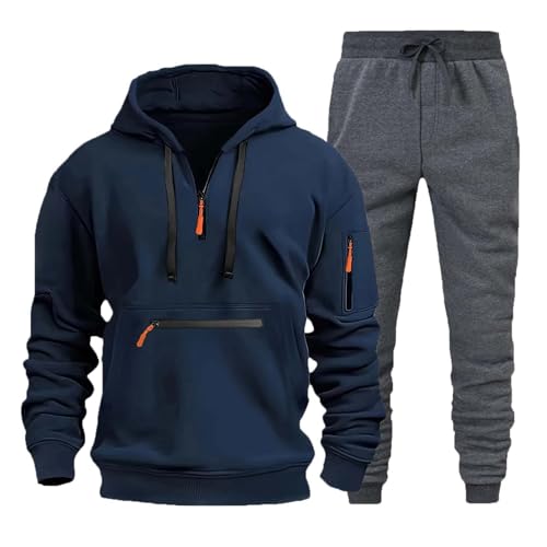 retourenkauf, Trainingsanzug Herren Hoodie Sportanzug - Hausanzug Sport 2-Teilig Pullover Langarm Jogger Outfit Einfarbig Mit Kapuze Taschen Fitness Kapuzenjacke Jogginghose Jogginganzug Set von Generisch