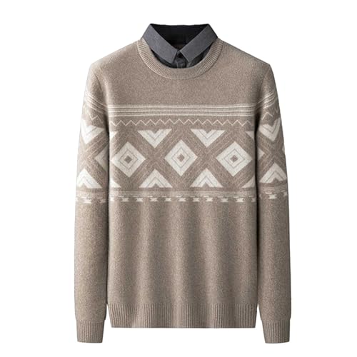 rollkragenpullover herren, Strickpullover Herren Herbst Winter Sweater - Pulli Oversize Pullover Fleece Streetwear Sweatshirts Langarmshirt Winterpullover Rundhals Gestreifter Kontrast Feinstrick Männ von Generisch